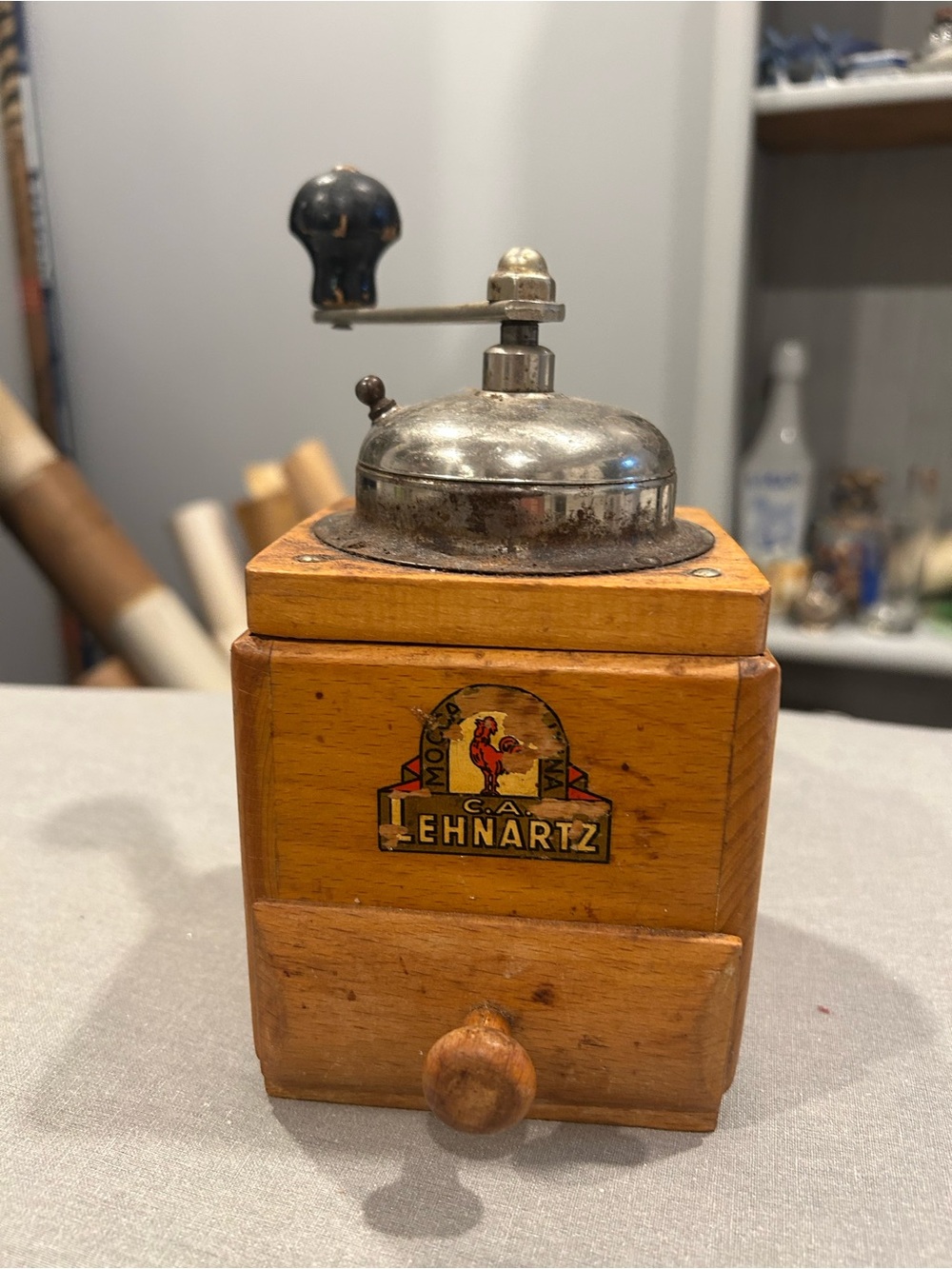 Vintage Wooden Manual Coffee Grinder - Natural Wood